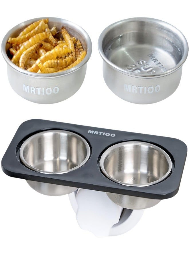 MRTIOO Crested Gecko Feeding Ledge [Non-Suction Cup], with 10 Pcs Stainless Steel Food Cups 0.5 oz, Reptile Food Bowls and Water Dish, for Lizard Or Other Small Pet Feeder Accessories Supplies - Image 2